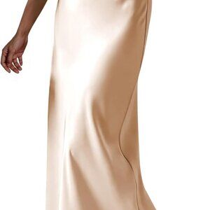 Women's Satin Maxi Skirts Dressy Casual Zipped High Waisted Flowy Silk 2025 Fall